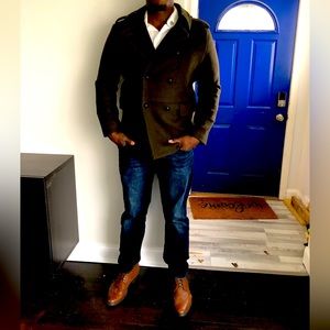 Express Olive green Pea Coat size XL